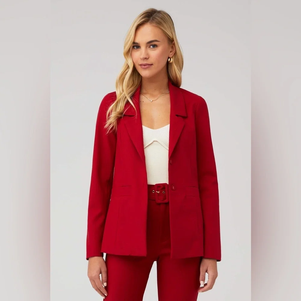 SHOW ME YOUR MUMU Red Suiting Major Blazer Women Size XS Small $188 MSRP NWT - Picture 3 of 14